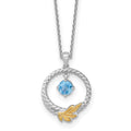 SS RH-plated w/ 14k Accent Twisted LSBT Leaf Circle Necklace