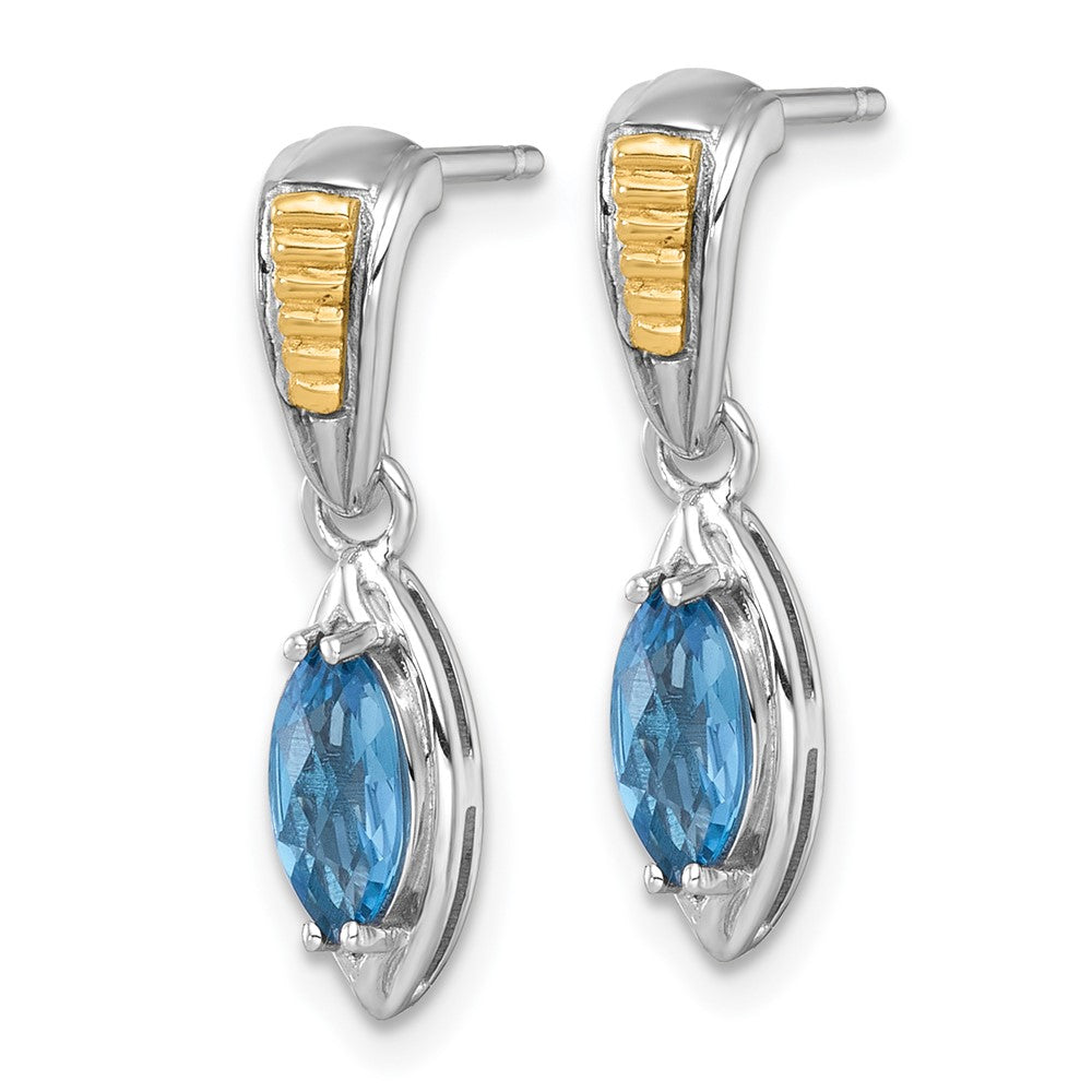 SS RH-plated w/14k Accent London Blue Topaz Post Dangle Earrings