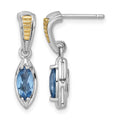 SS RH-plated w/14k Accent London Blue Topaz Post Dangle Earrings