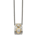Sterling Silver Antiqued w/14k Diamond Pendant Necklace