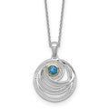 SS RH-plated w/14k Accent London Blue Topaz Round Swirl Necklace