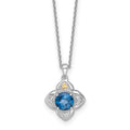 SS RH-plated w/14k Accent London Blue Topaz Flower Necklace
