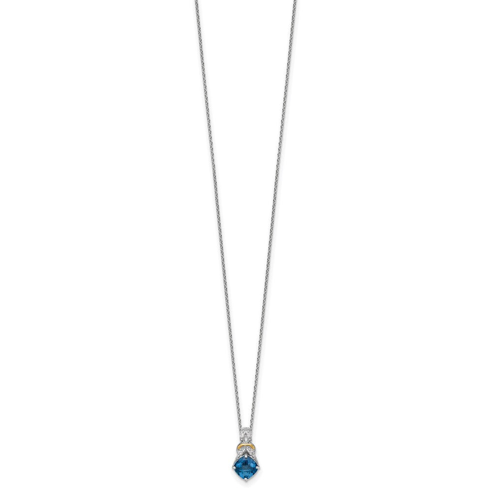 SS RH-plated w/ 14k Accent London BT and Dia Necklace