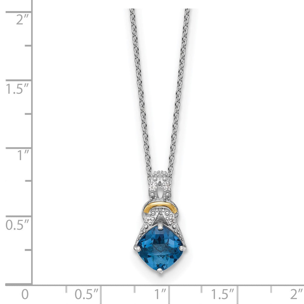 SS RH-plated w/ 14k Accent London BT and Dia Necklace