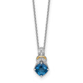 SS RH-plated w/ 14k Accent London BT and Dia Necklace