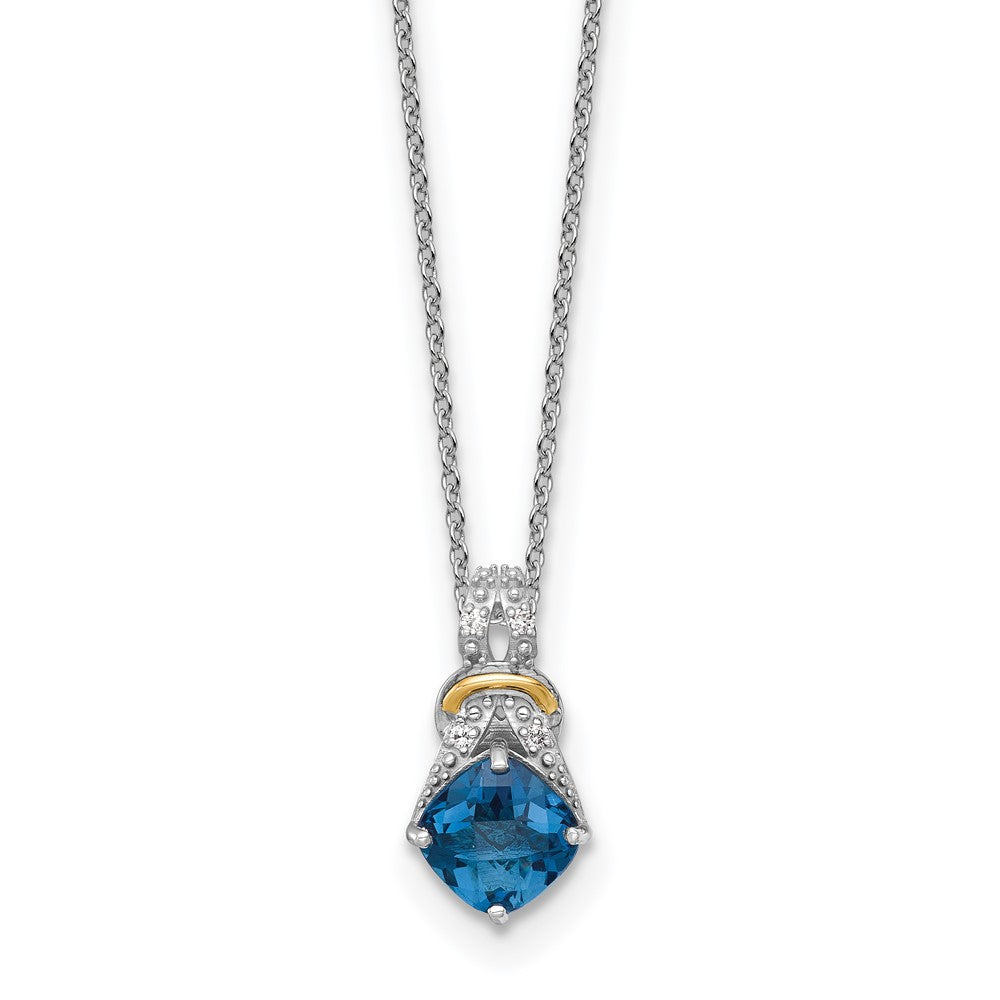 SS RH-plated w/ 14k Accent London BT and Dia Necklace