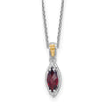 Sterling Silver RH-plated w/14k Accent Garnet Navette Necklace