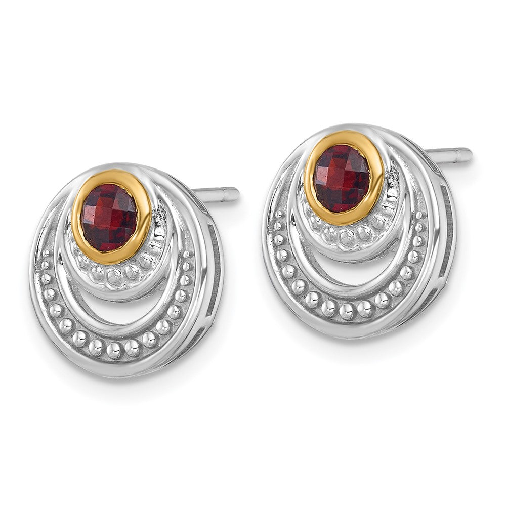 Sterling Silver Rhodium-plated w/14k Accent Garnet Post Earrings