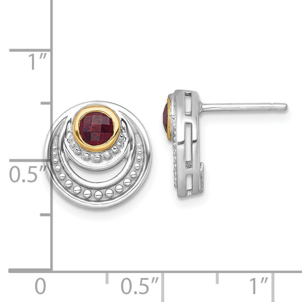 Sterling Silver Rhodium-plated w/14k Accent Garnet Post Earrings