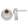 Sterling Silver Rhodium-plated w/14k Accent Garnet Post Earrings
