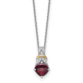 SS RH-plated w/ 14k Accent Garnet and Dia Necklace
