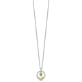 SS RH-plated w/ 14k Accent Twisted Peridot Leaf Circle Necklace
