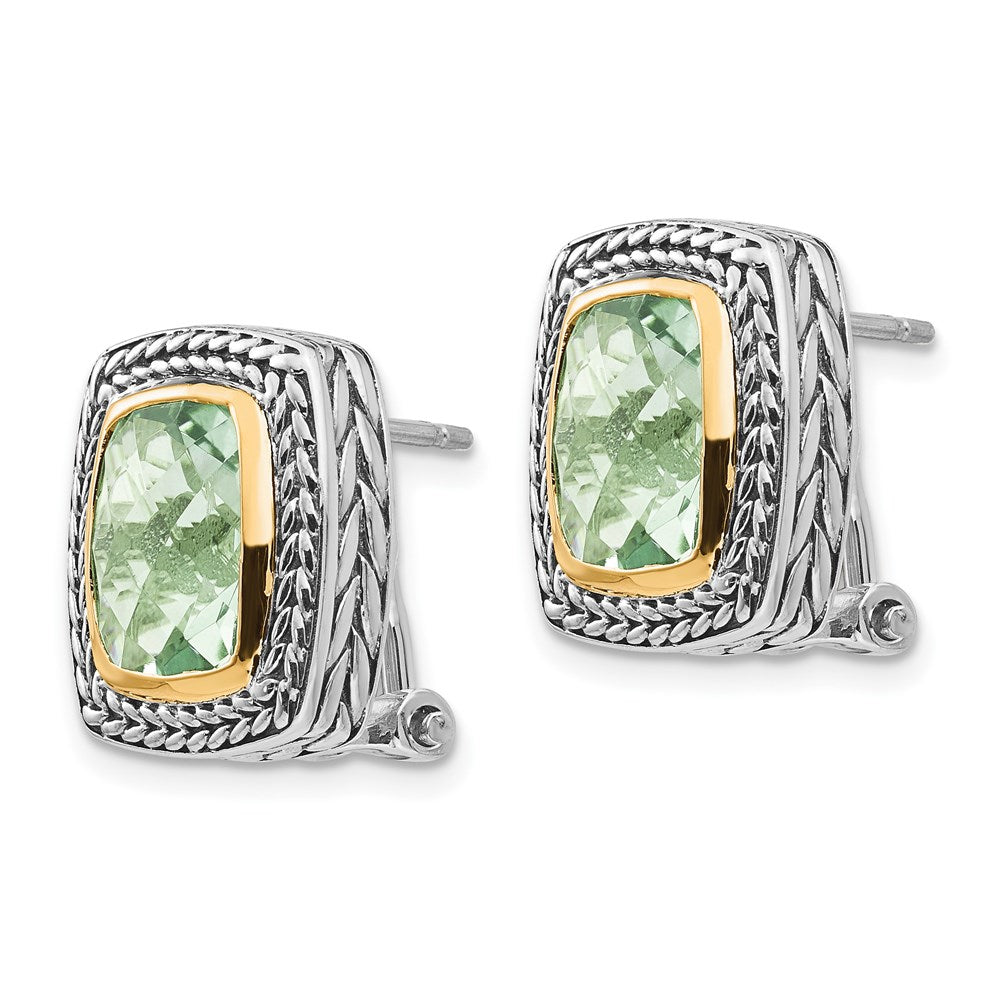 Sterling Silver Antiqued w/14k Green Quartz Earrings