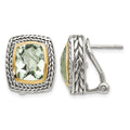 Sterling Silver Antiqued w/14k Green Quartz Earrings