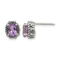Sterling Silver Antiqued Amethyst Earrings