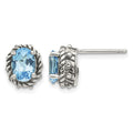 Sterling Silver Blue Topaz Antiqued Earrings
