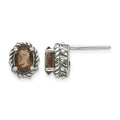 Sterling Silver Antiqued Smoky Quartz Earrings