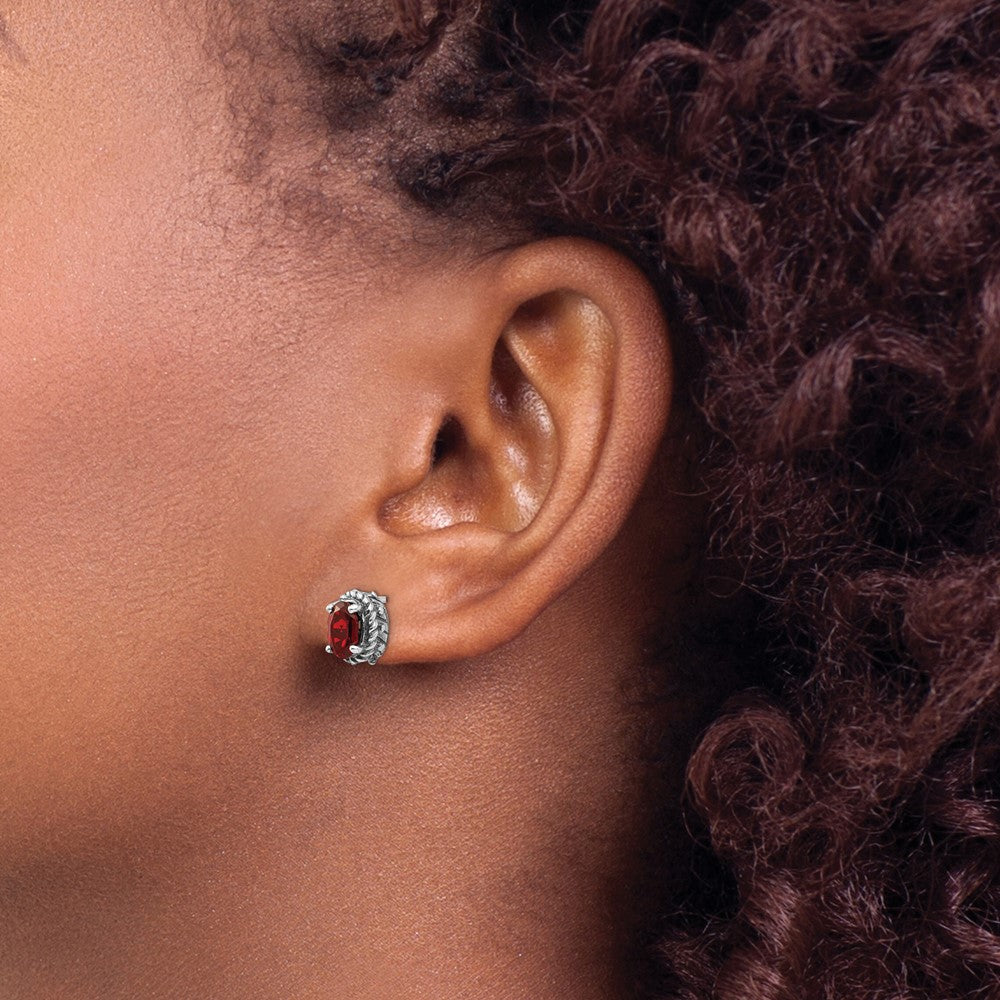 Sterling Silver Antiqued Garnet Earrings