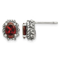 Sterling Silver Antiqued Garnet Earrings