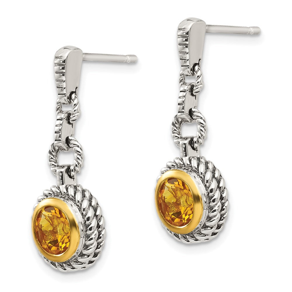 Sterling Silver 14K Flash Gold-plated Citrine Earrings