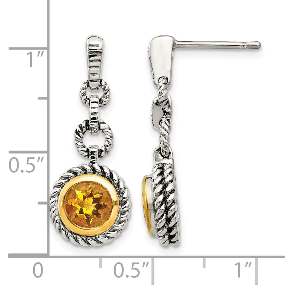 Sterling Silver 14K Flash Gold-plated Citrine Earrings