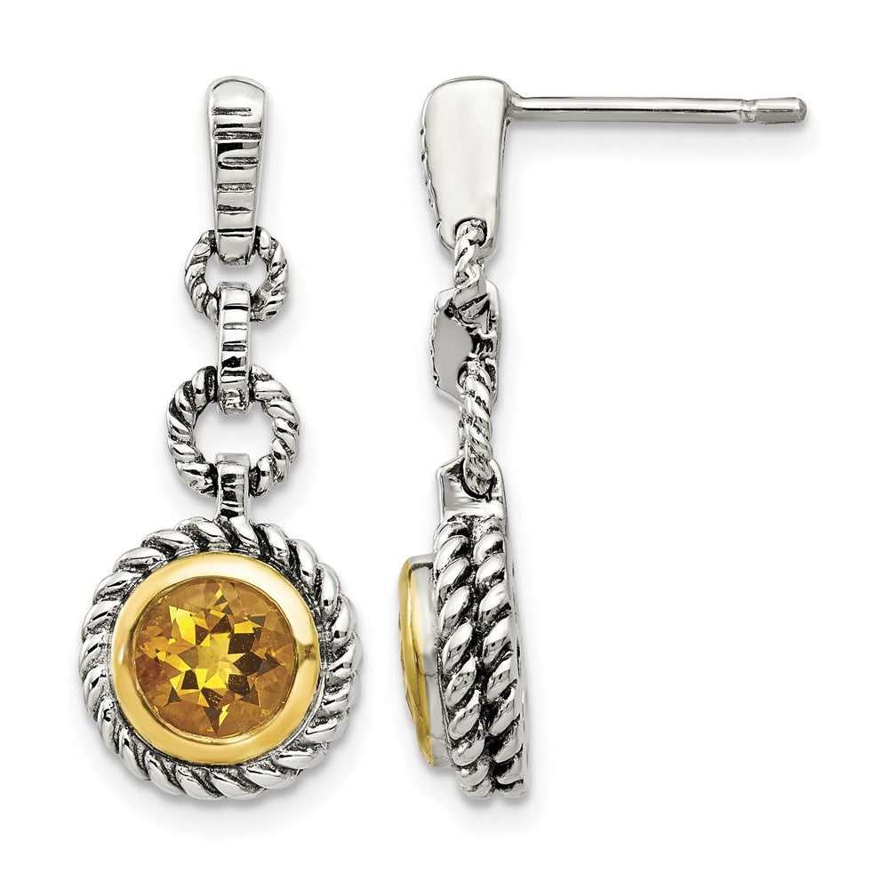 Sterling Silver 14K Flash Gold-plated Citrine Earrings