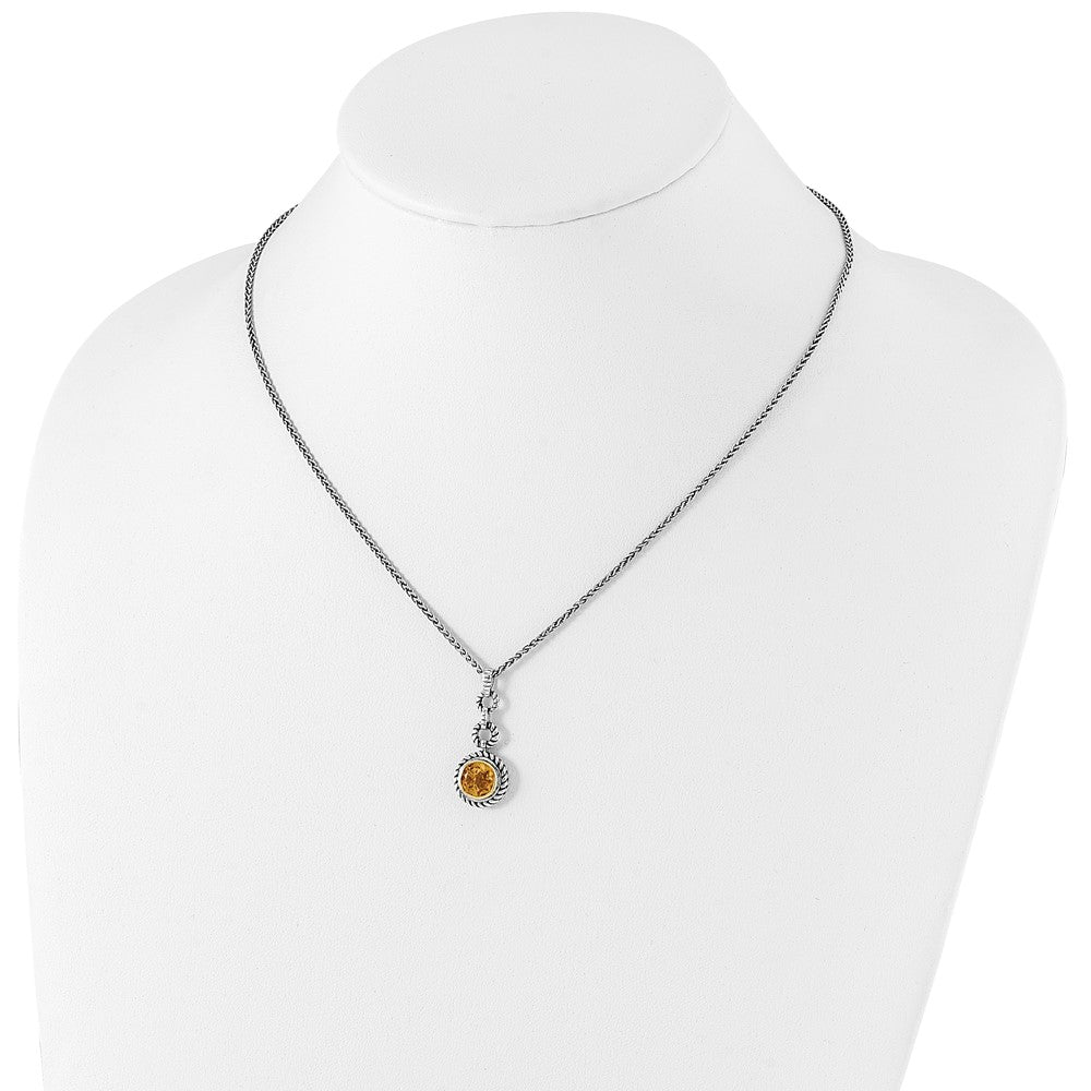 Sterling Silver with 14K Flash Gold-plating Citrine Necklace