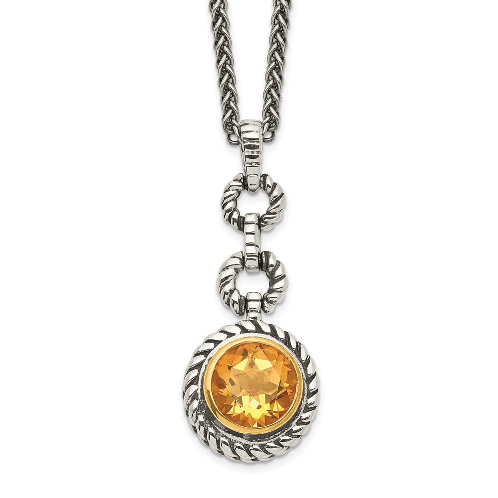 Sterling Silver with 14K Flash Gold-plating Citrine Necklace