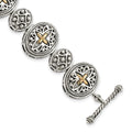 Sterling Silver Antiqued w/14k 8in Bracelet