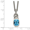 Sterling Silver Antiqued Sky Blue Topaz & Diamond Necklace
