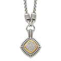Sterling Silver Antiqued w/14k Diamond Necklace