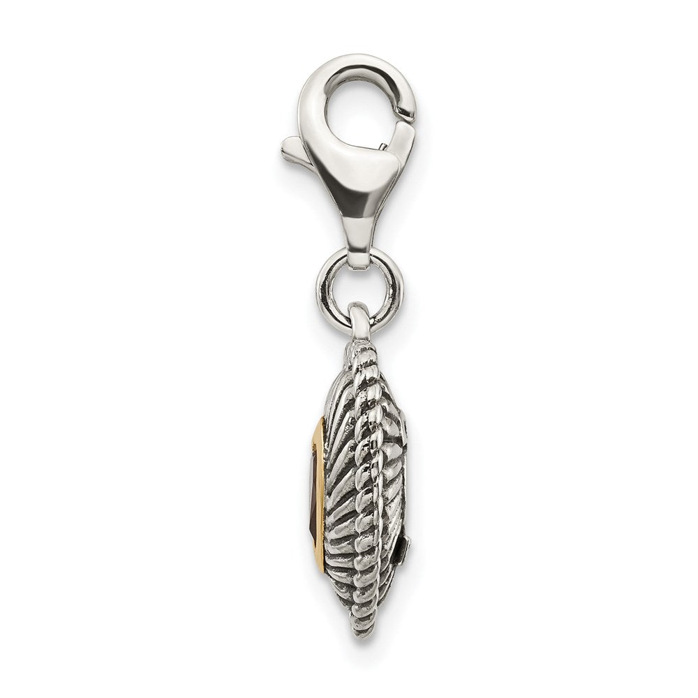 Sterling Silver w/14k Garnet Antiqued Charm