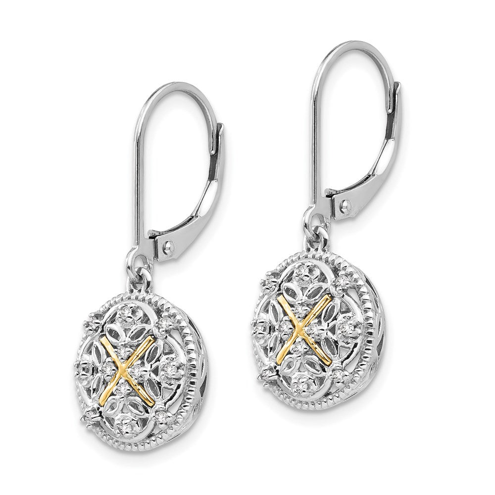 Sterling Silver Rhodium-plated w/14k Diamond Vintage Earrings
