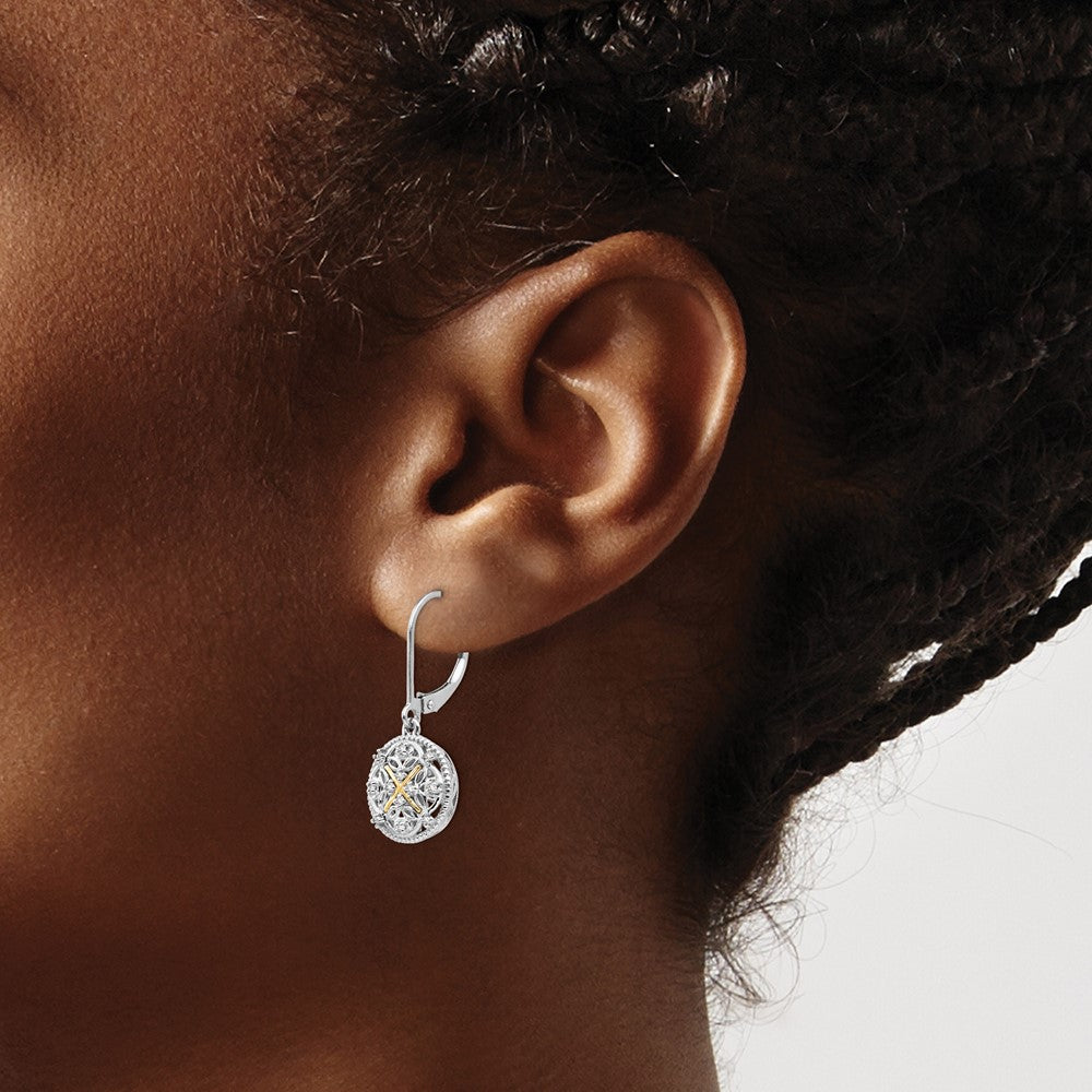 Sterling Silver Rhodium-plated w/14k Diamond Vintage Earrings