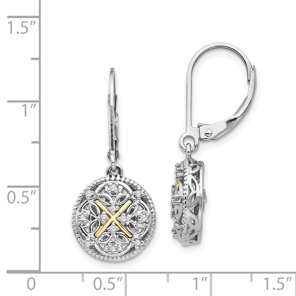 Sterling Silver Rhodium-plated w/14k Diamond Vintage Earrings