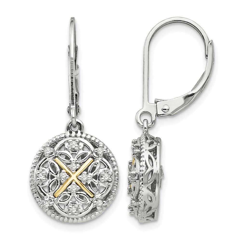 Sterling Silver Rhodium-plated w/14k Diamond Vintage Earrings