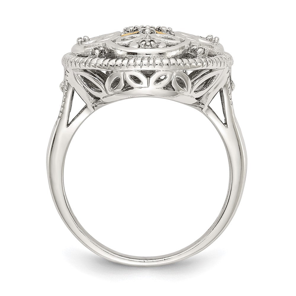 Sterling Silver Rhodium-plated w/14k Diamond Vintage Ring