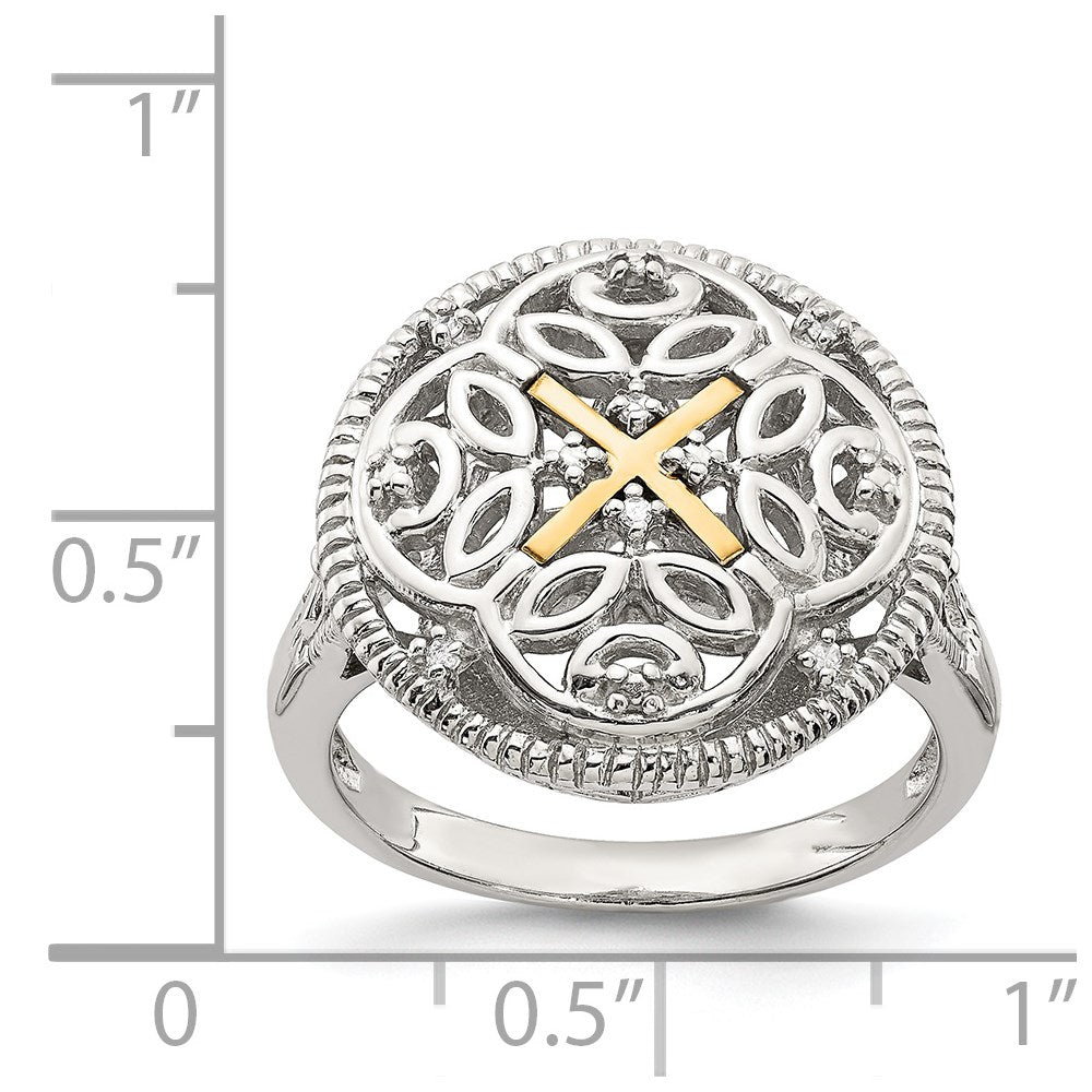 Sterling Silver Rhodium-plated w/14k Diamond Vintage Ring