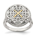 Sterling Silver Rhodium-plated w/14k Diamond Vintage Ring