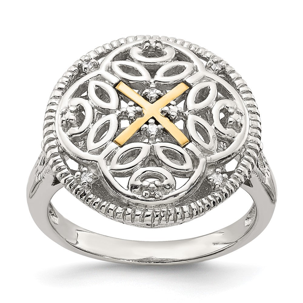 Sterling Silver Rhodium-plated w/14k Diamond Vintage Ring