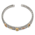 Sterling Silver Antiqued w/14k 1.74tw Gemstone Cuff Bracelet