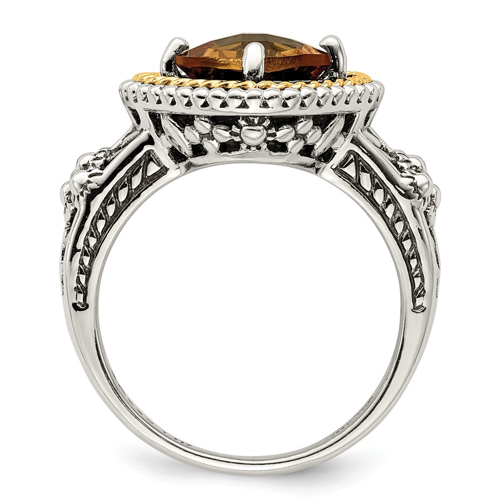 Sterling Silver Antiqued w/14k Citrine Ring