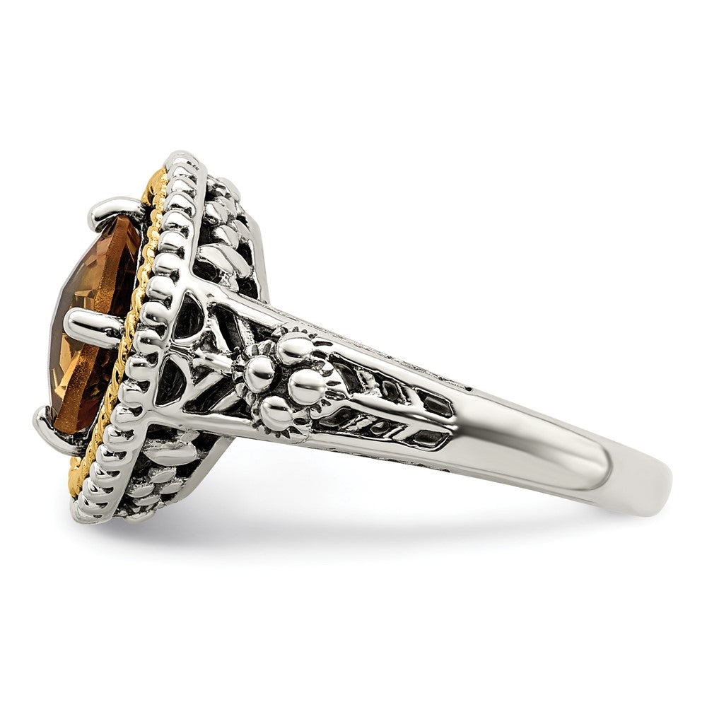 Sterling Silver Antiqued w/14k Citrine Ring