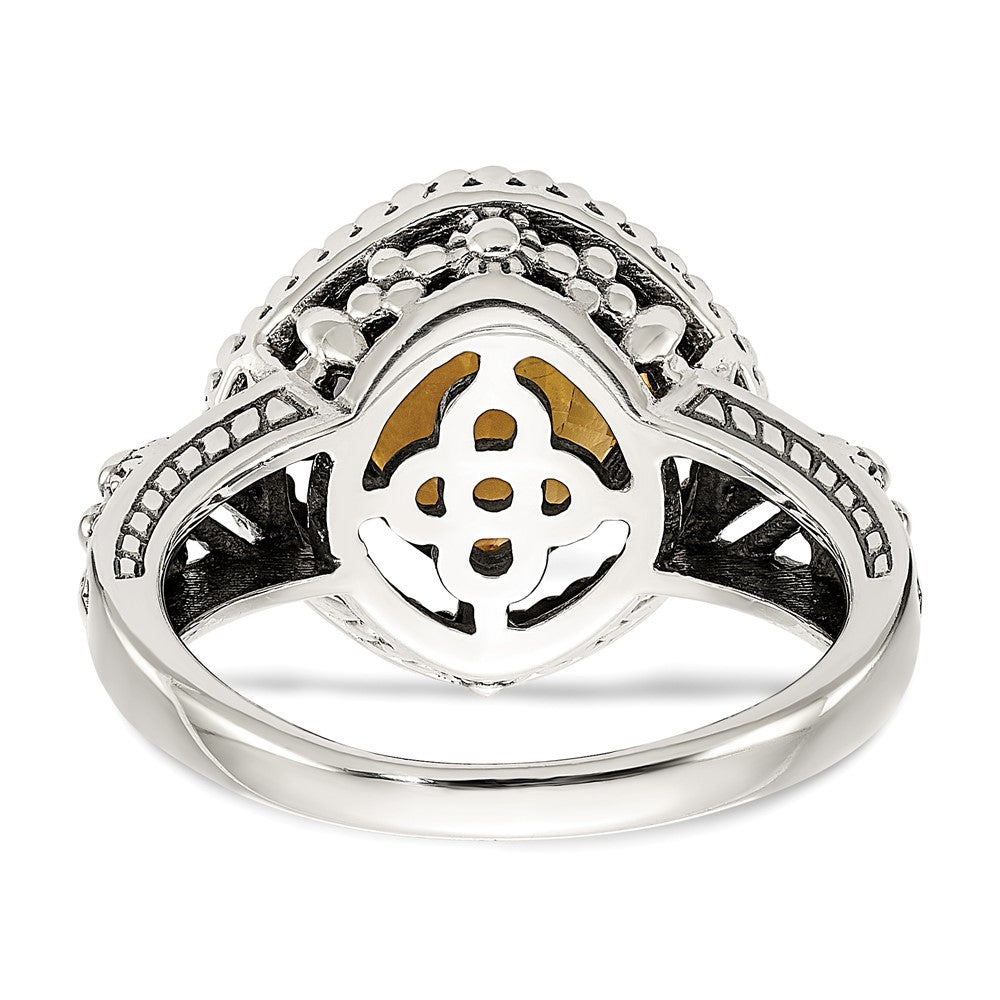 Sterling Silver Antiqued w/14k Citrine Ring
