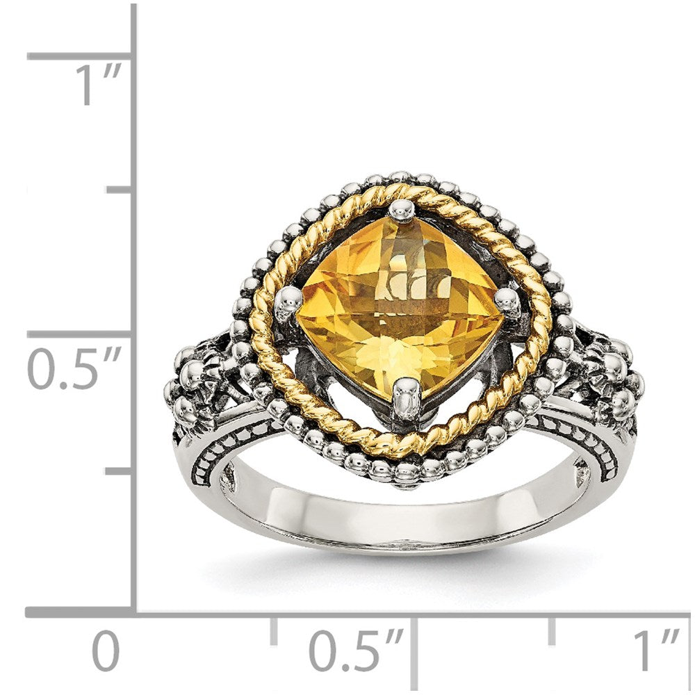 Sterling Silver Antiqued w/14k Citrine Ring