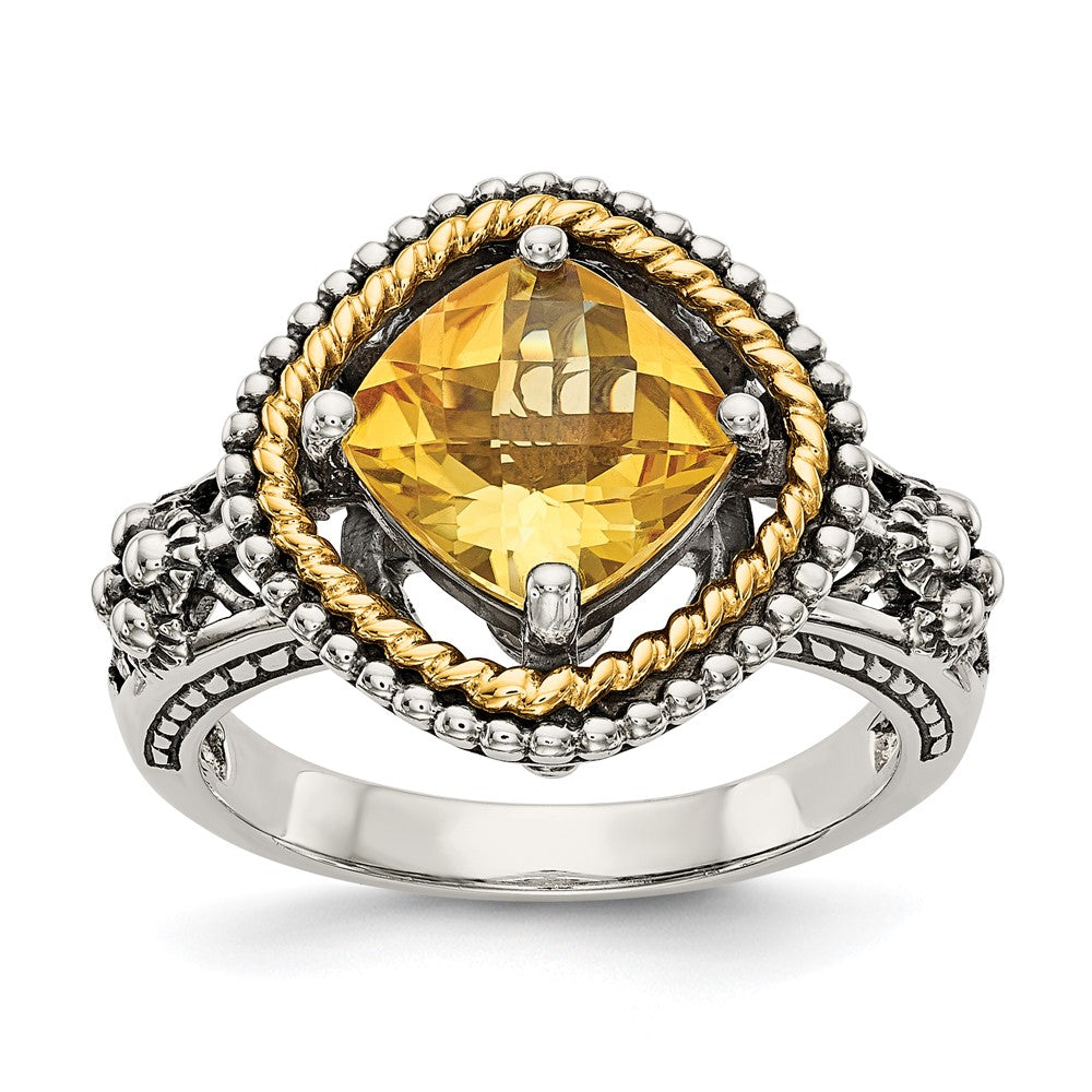 Sterling Silver Antiqued w/14k Citrine Ring