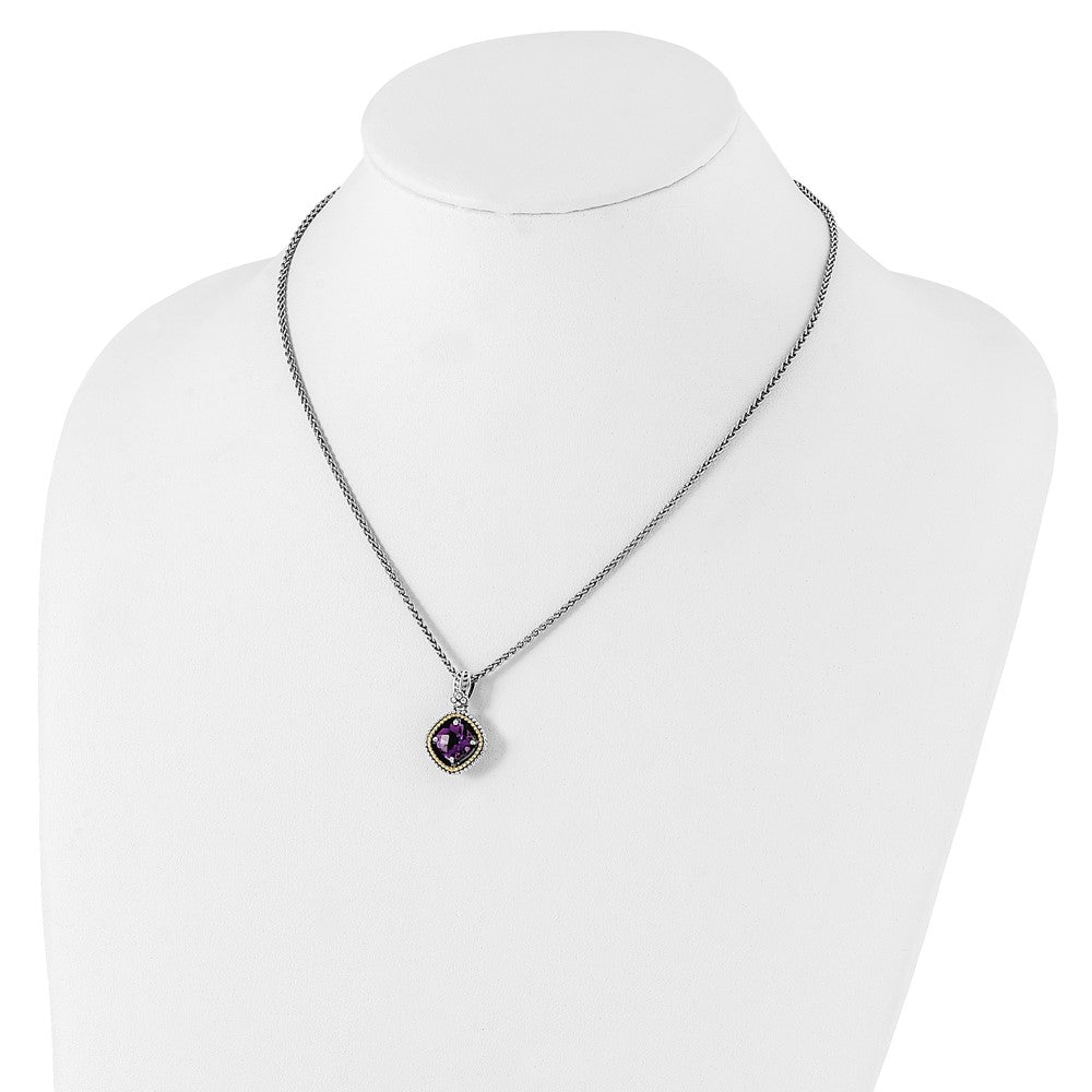 Sterling Silver Antiqued w/14k Amethyst Necklace