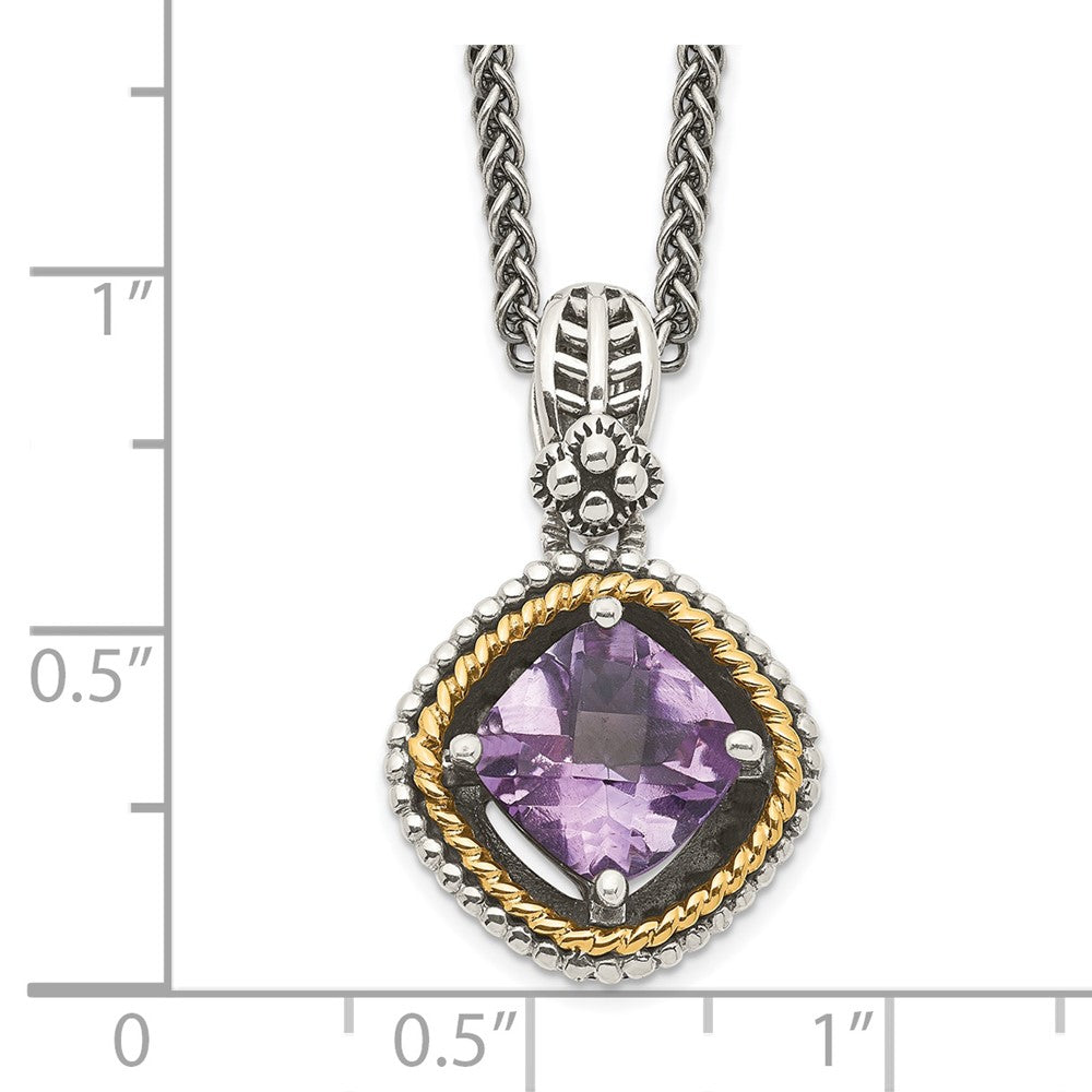 Sterling Silver Antiqued w/14k Amethyst Necklace