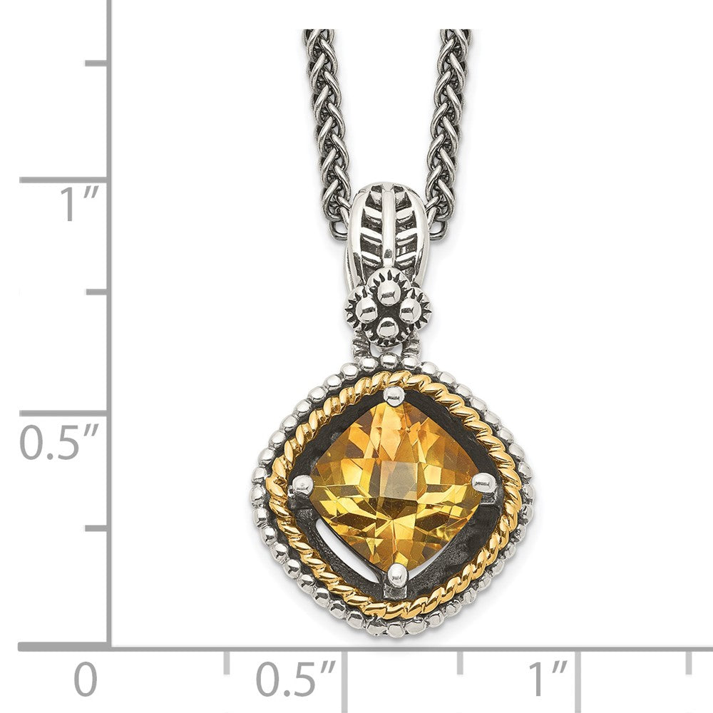 Sterling Silver Antiqued w/14k Citrine Necklace