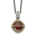 Sterling Silver Antiqued w/14k Garnet Necklace